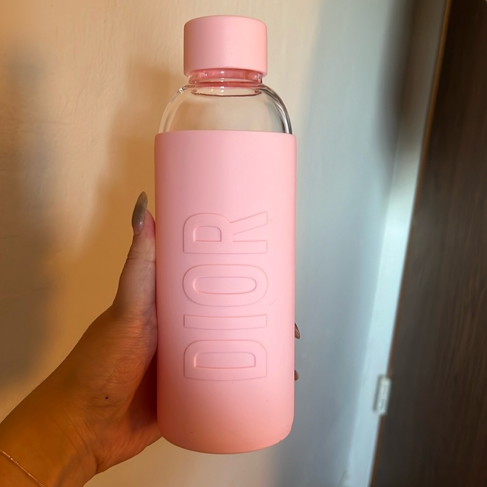 Dior Pink Glass Water Bottle